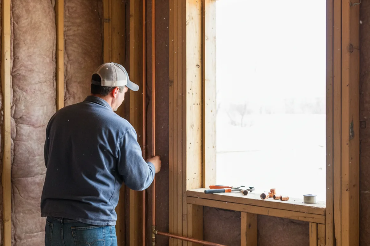 Licensed plumber running new copper supply lines in a Fernley home